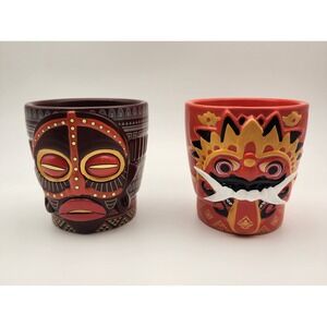 Princess Cruise‎ Line Tiki Mugs -  Orange and Black set of 2 Tiki Bar
